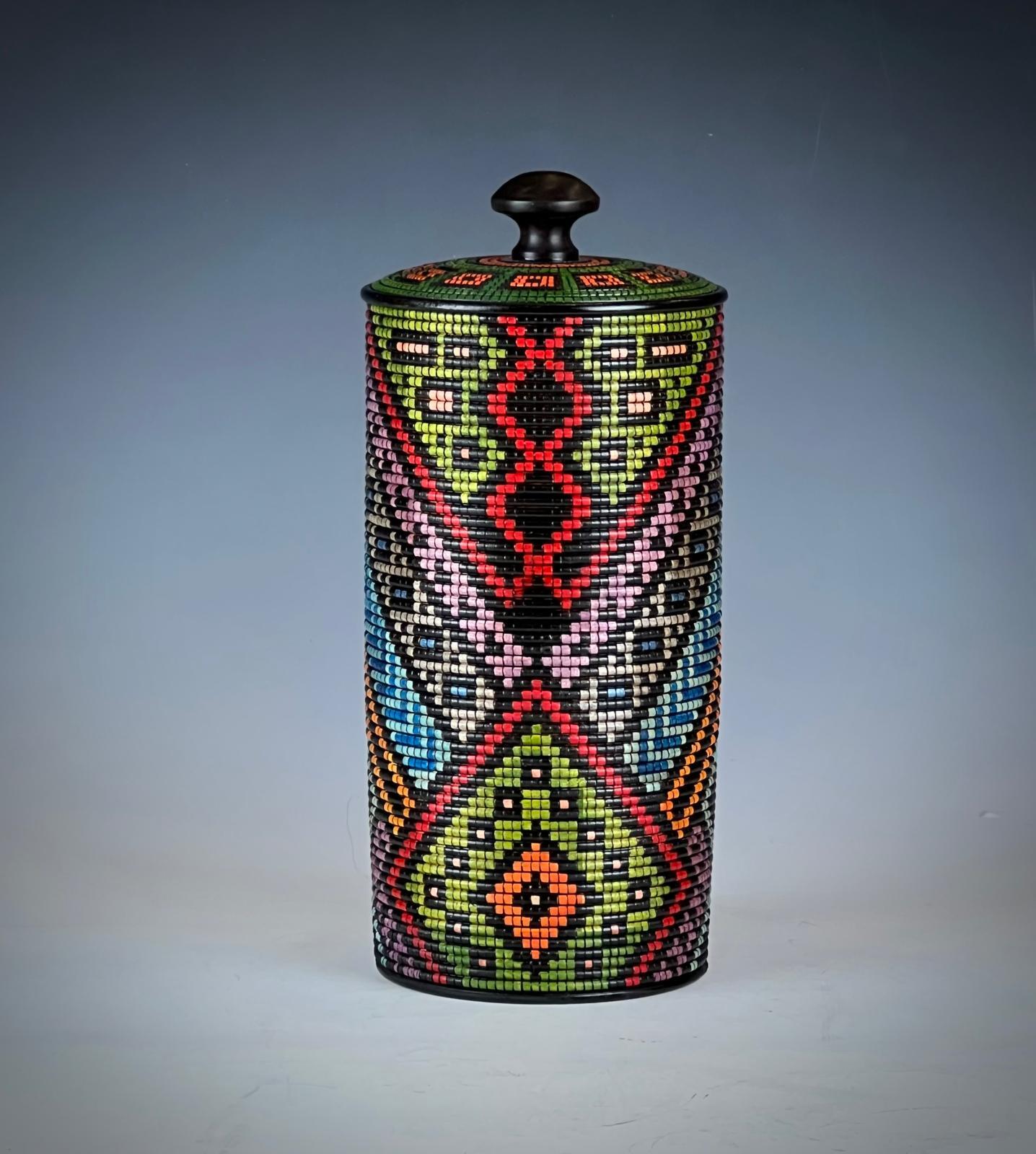 Basket Illusion Cylindrical Box in Maple Wood