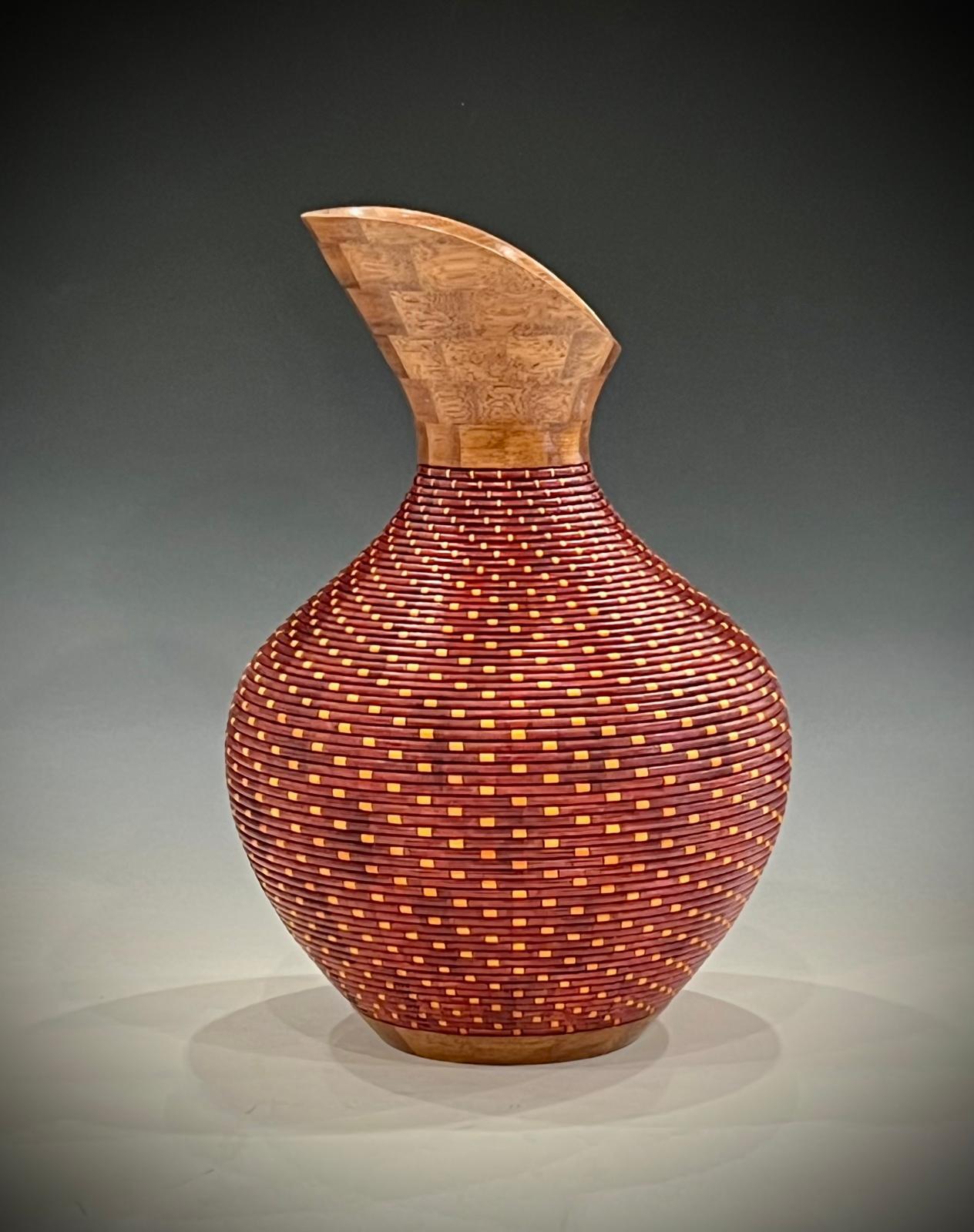Basket Illusion Fluted Top Vessel in Maple and Ironwood