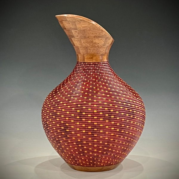 Closeup photo of Basket Illusion Fluted Top Vessel in Maple and Ironwood
