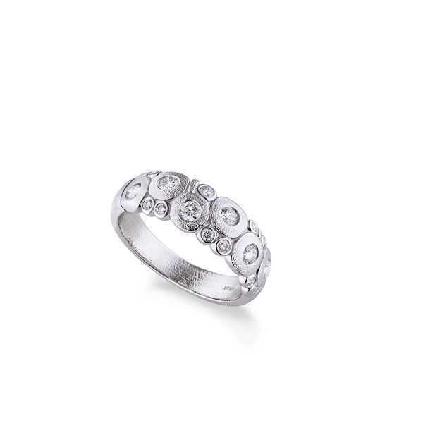 Closeup photo of Candy Ring with White Diamonds in Platinum