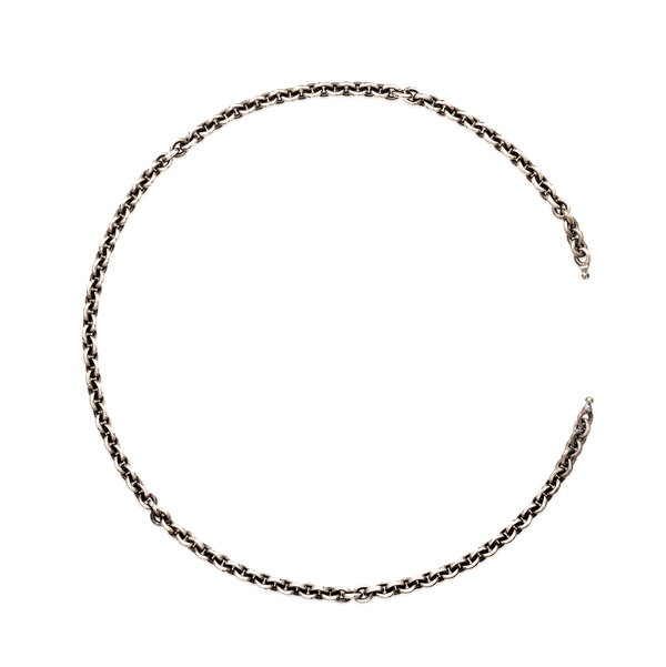 Closeup photo of 5.8mm Vario Cable Link Chain in Oxidized Sterling Silver - 20 inches