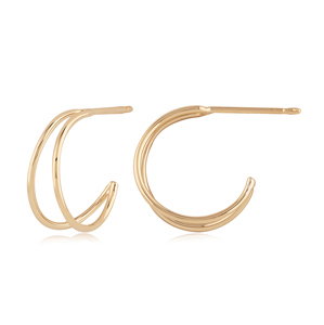 Closeup photo of 12mm Tapered Double Wire Hoop Earrings in 14kt Yellow Gold
