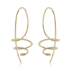 Closeup photo of Medium Spiral Wire Drop Earrings in 14kt Yellow Gold