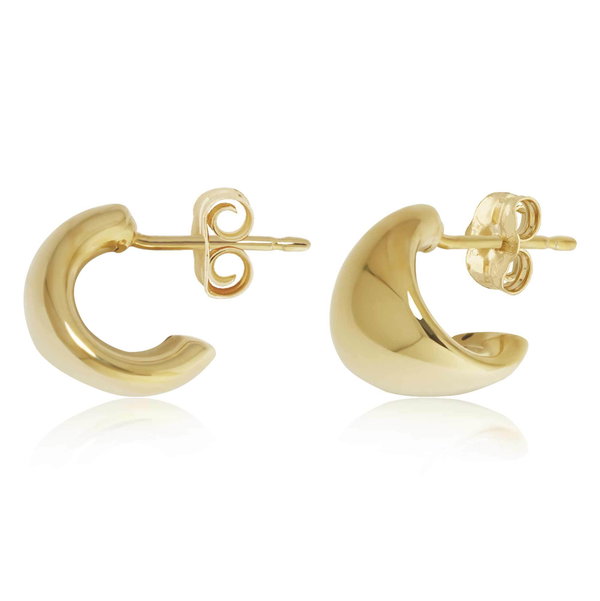 Closeup photo of Tapered Huggie Cuff Earrings in 14kt Yellow Gold