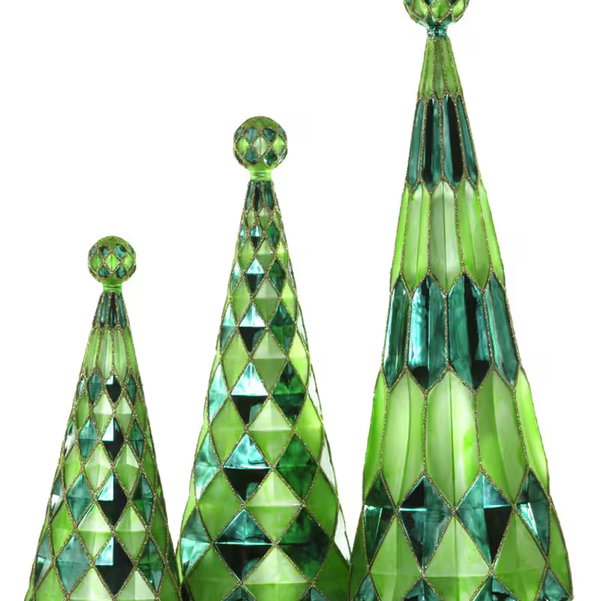 Closeup photo of Gemstone Christmas Trees Leaf Emerald - Set of 3