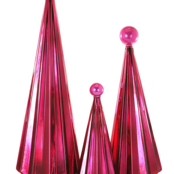 Closeup photo of Pleated Christmas Trees - Small Garnet - Set of 2