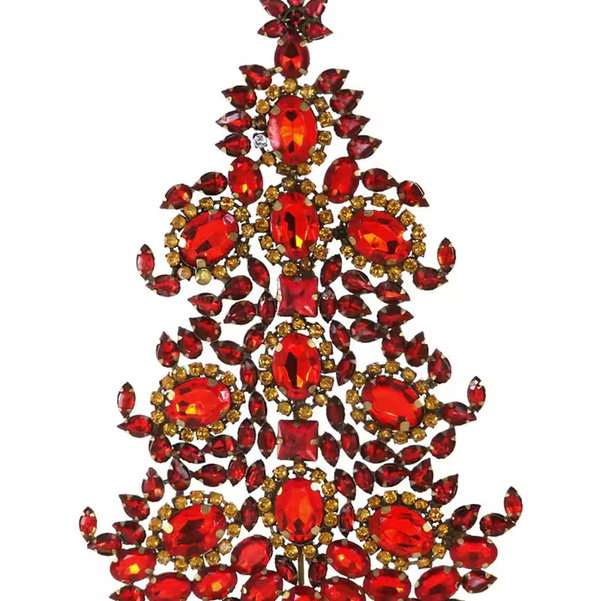 Closeup photo of Shimmering Jeweled Christmas Tree - Red