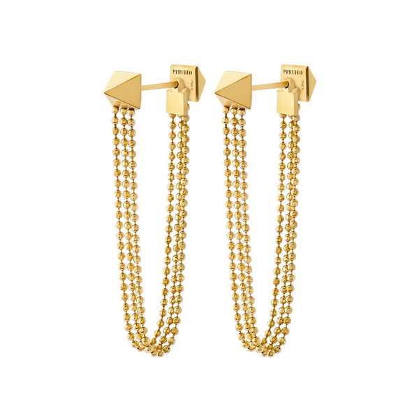 Closeup photo of Chains Vector Small Dangle Earrings in 18kt Yellow Gold