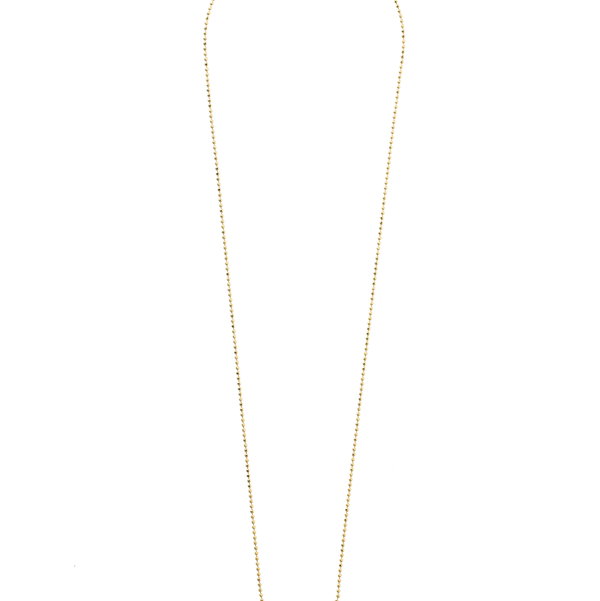 Closeup photo of Guitar + Diamonds Fringe Necklace with White Diamonds in 18kt Yellow Gold
