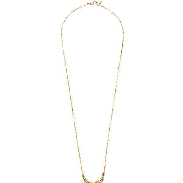Closeup photo of Guitar + Diamonds Mini Fringe Necklace with White Diamonds in 18kt Yellow Gold