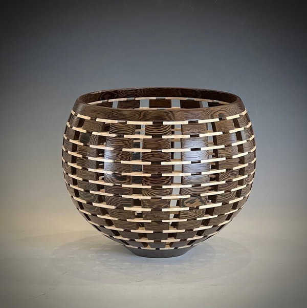 Closeup photo of Open Segmented Bowl in Wenge and Maple