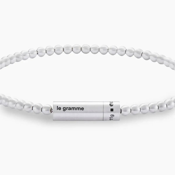 Closeup photo of Bead Bracelet le 11g in 925 Sterling Silver Slick Brushed - Size 18cm