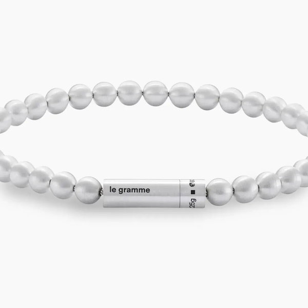 Closeup photo of Bead Bracelet le 25g in 925 Sterling Silver Slick Brushed - Size 20cm