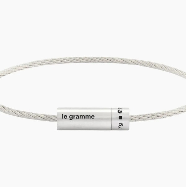 Closeup photo of Cable Bracelet le 7g 925 Sterling Silver Slick Brushed - Size 17cm