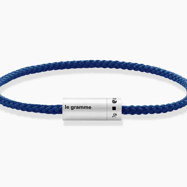 Closeup photo of Nato Cable Navy Bracelet le 7g in 925 Sterling Silver Slick Brushed - Size 18cm