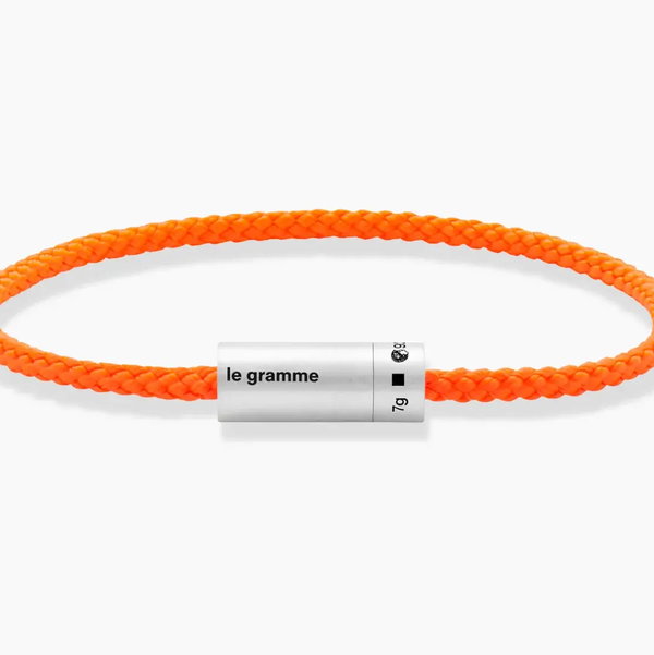 Closeup photo of Nato Cable Orange Bracelet le 7g in 925 Sterling Silver Slick Brushed - Size 20cm
