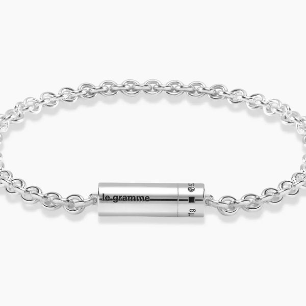 Closeup photo of Cable Bracelet on Chain le 11g 925 Sterling Silver Polished - Size 18cm