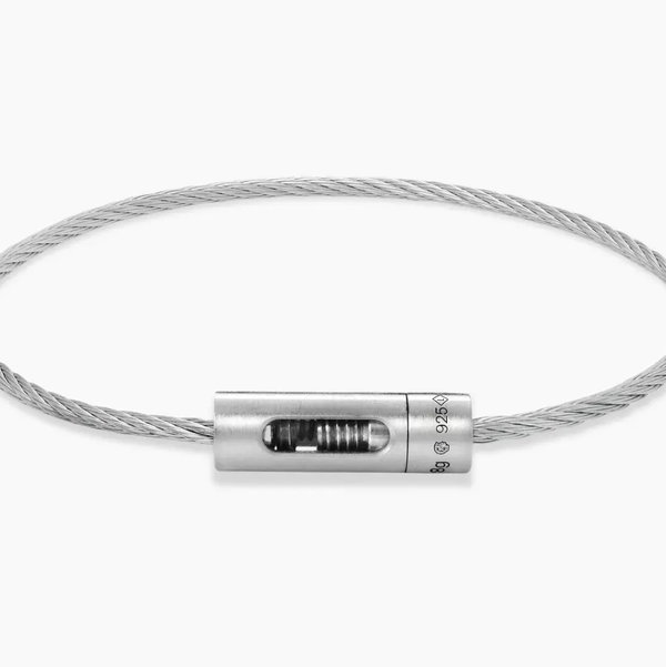 Closeup photo of Perforated Cable Bracelet le 8g 925 Sterling Silver Slick Brushed - Size 19cm