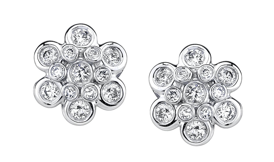 Seasons Small Dome Earrings with Diamonds in 18kt Yellow Gold