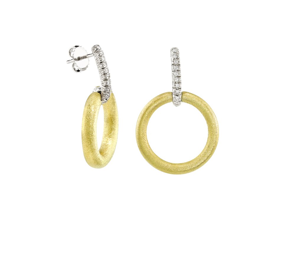 Large Hoop Earrings with Diamond Bars in 18kt Yellow Gold