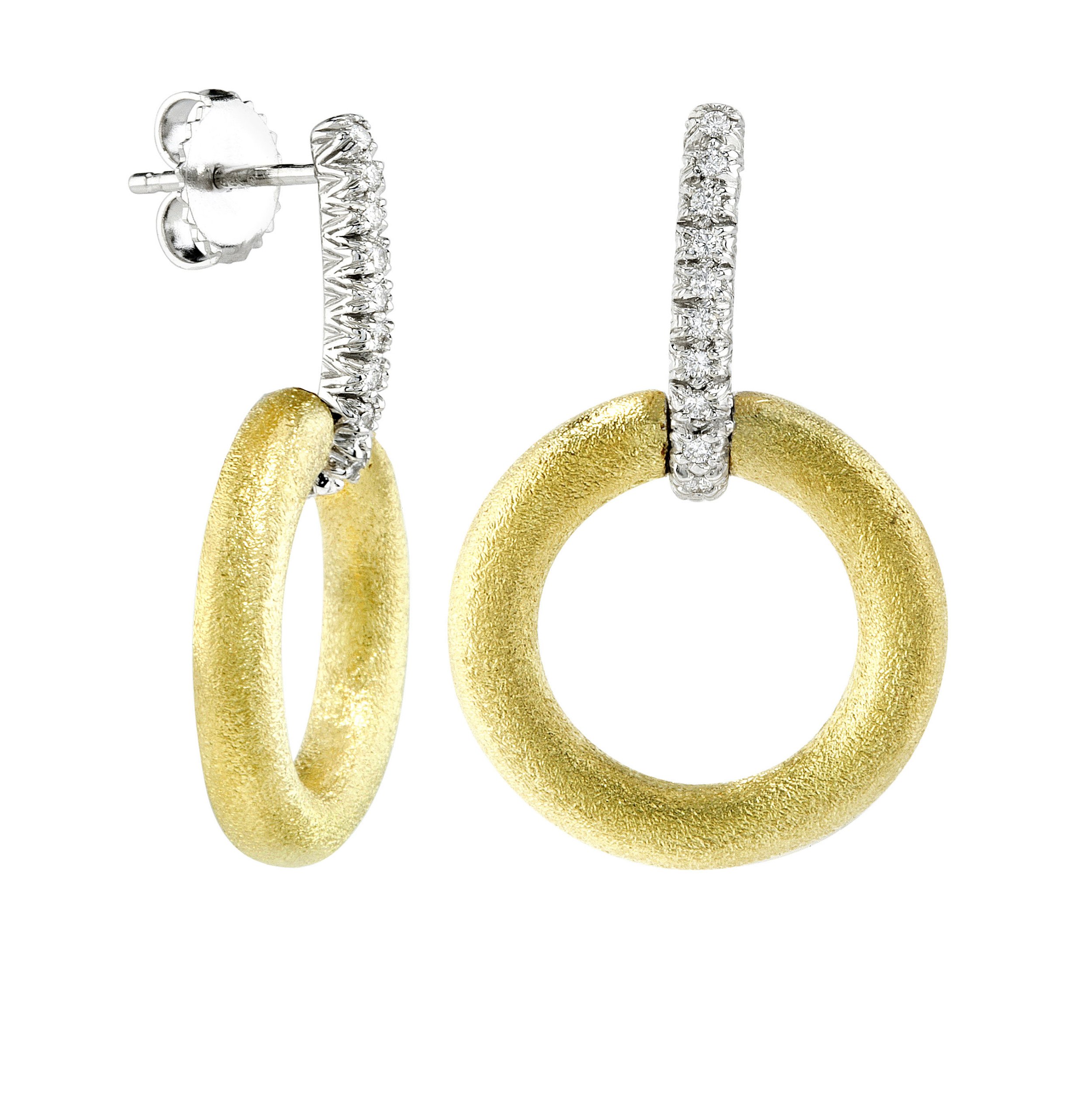 Medium Hoop Earrings with Diamond Bars in 18kt Yellow Gold