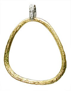 Medium Open Free Form Olive Branch Pendant with Diamond Bale in 19kt Yellow Gold