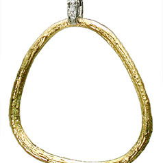 Closeup photo of Medium Open Free Form Olive Branch Pendant with Diamond Bale in 19kt Yellow Gold