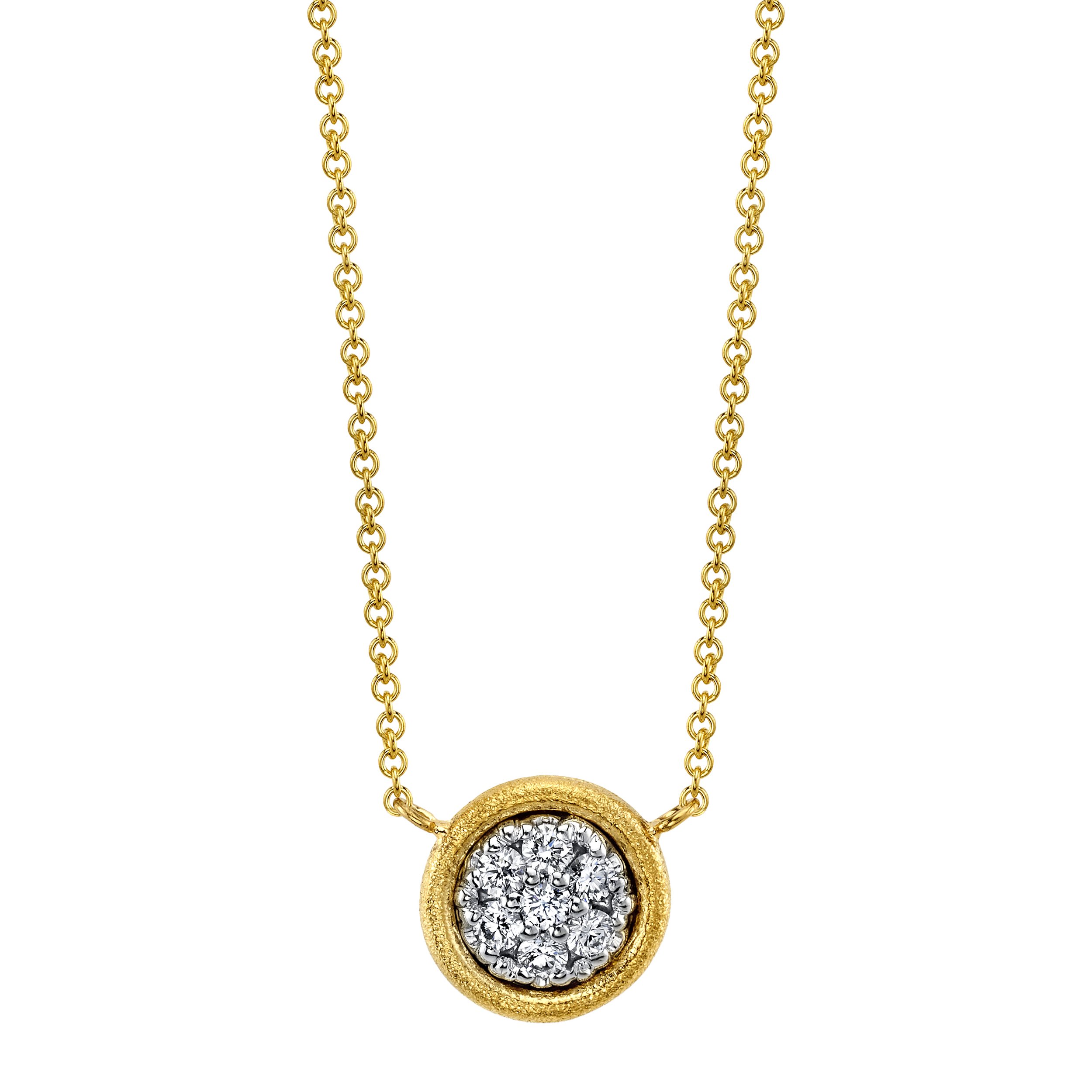 Diamond Pave Pendant with Aspen Finish in 18kt Yellow Gold