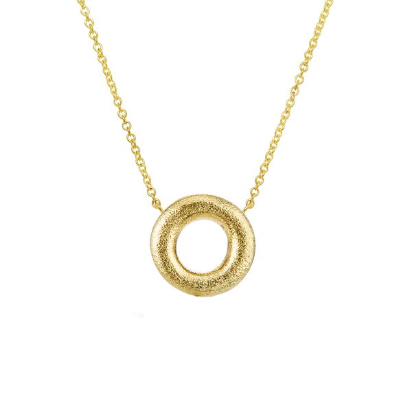 Closeup photo of Embrace Ring Pendant in 18kt Yellow Gold - 16-18 inches