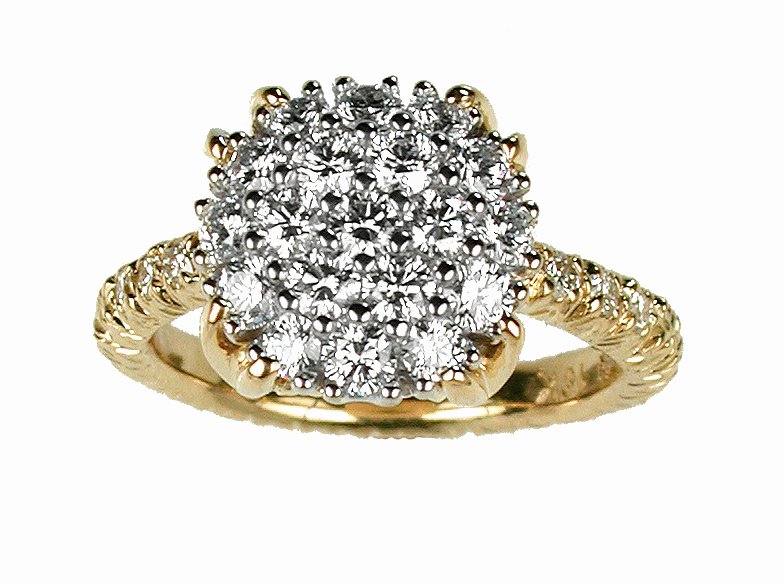 Pave Top Ring with Diamonds in 19kt Yellow Gold