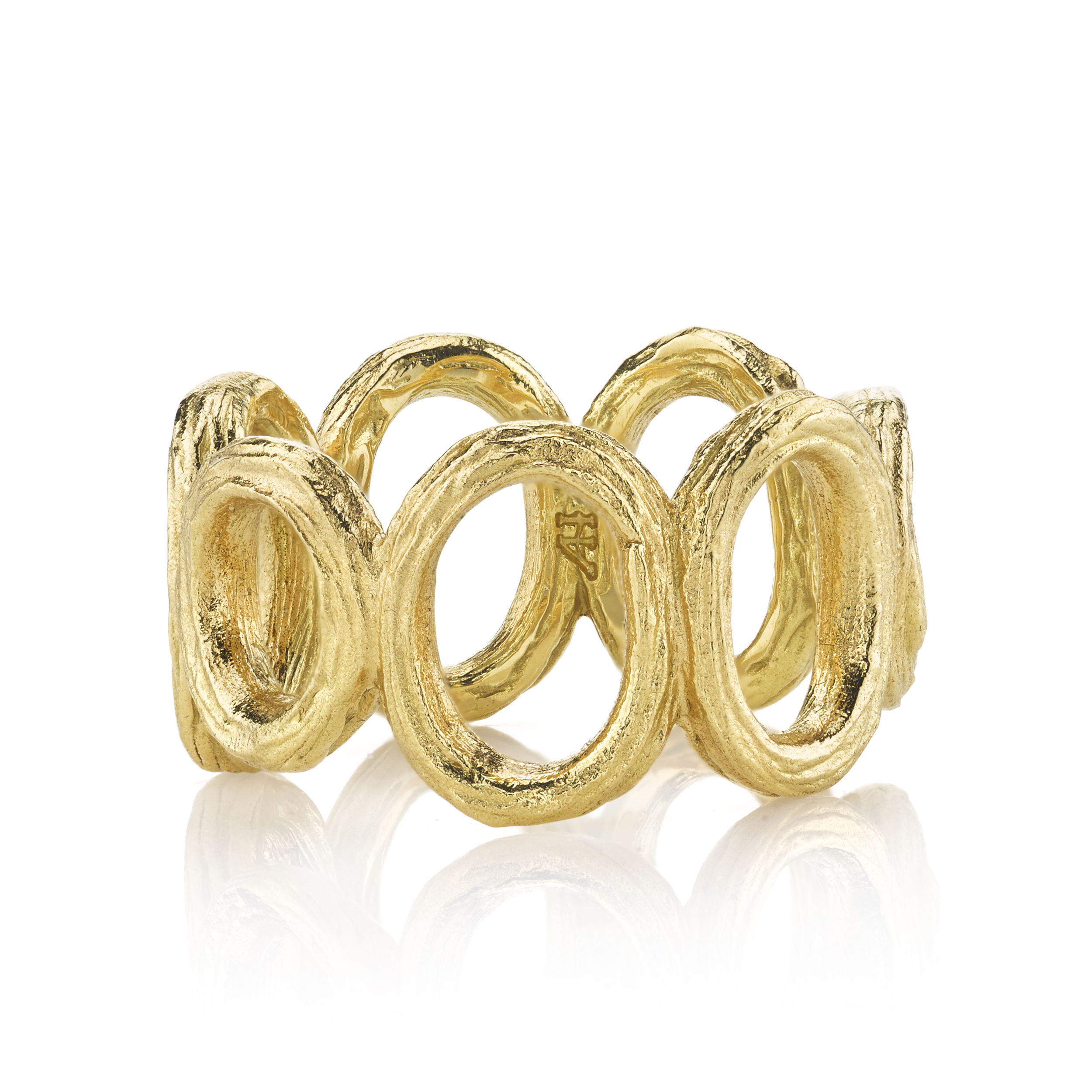 Wide Open Link Arbor Band Ring in 19kt Yellow Gold