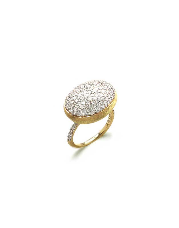 Dancing in the Rain Elite Large Pave Diamond East West Pillow Ring in 18kt Yellow Gold