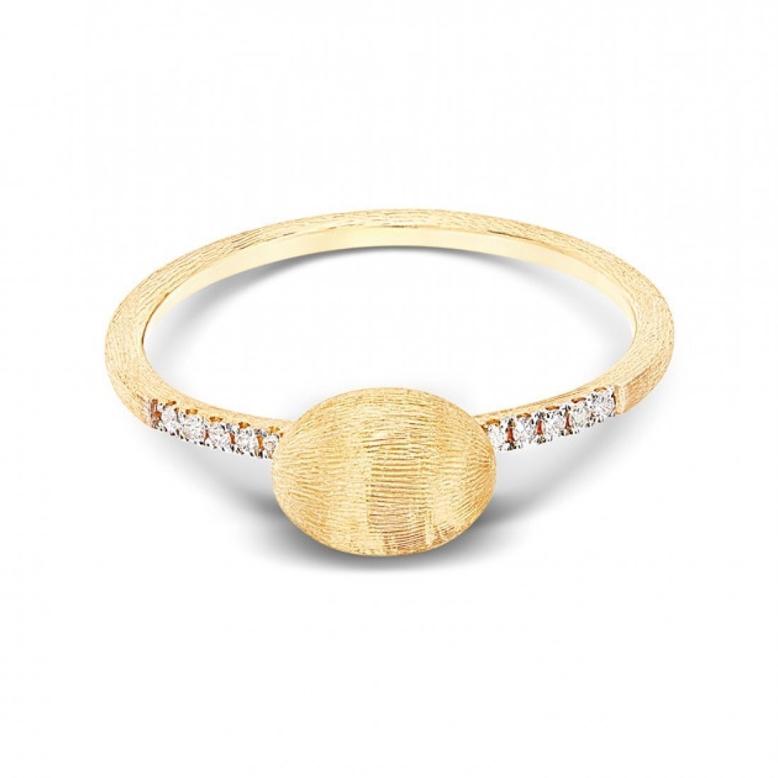 Dancing in the Rain Elite Small Boule East West Diamond Pave Ring in 18kt Yellow Gold