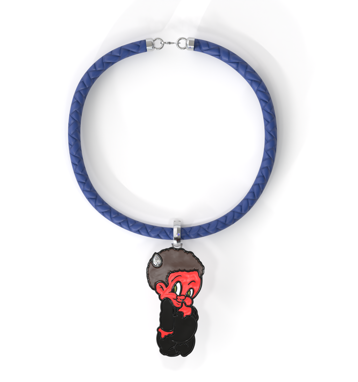 Designed by Shaun Crawford, acclaimed artist behind the “Like Father, Like Son” Collection. This piece combines bold enamel art with refined lab-grown diamond accents on a blue vegan leather cord bracelet.Material: 925 Sterling Silver, Enamel, 8” Vegan Leather Blue Cord Stone: .05ctw Pear-Shaped Carbon Neutral Lab-Grown Diamond, F+ VS+Details: Signature Purple Lab Diamond Closure: Lobster ClaspSustainability: Lab-Grown with Wind and Solar Energy Lil Lenox Enamel Charm on Cord Bracelet, Blue