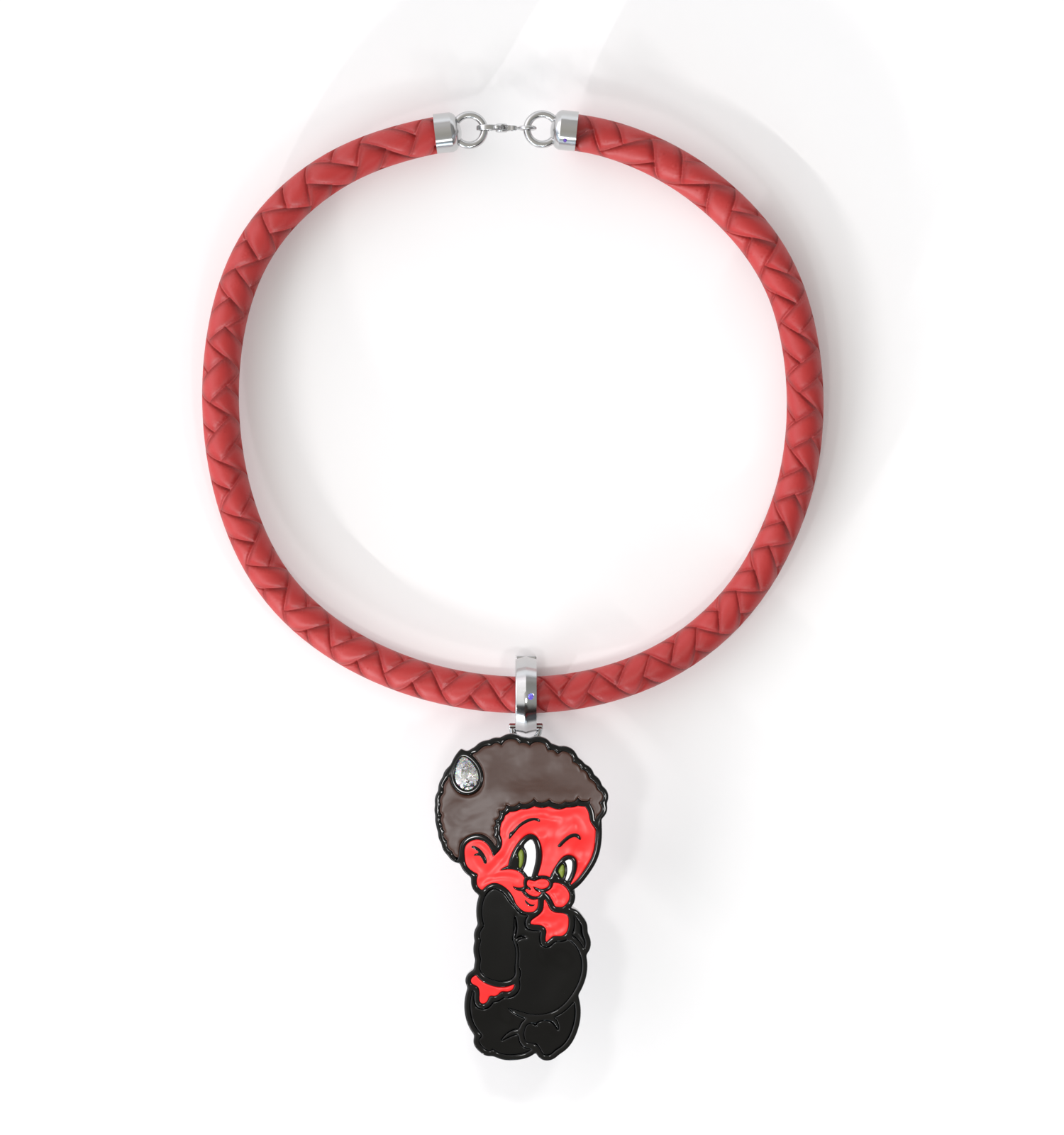 Designed by Shaun Crawford, acclaimed artist behind the “Like Father, Like Son” Collection. This piece combines bold enamel art with refined lab-grown diamond accents on a red vegan leather cord bracelet. Material: 925 Sterling Silver, Enamel, 8” Vegan Leather Red Cord Stone: .05ctw Pear-Shaped Carbon Neutral Lab-Grown Diamond, F+ VS+Details: Signature Purple Lab Diamond Closure: Lobster ClaspSustainability: Lab-Grown with Wind and Solar Energy Lil Lenox Enamel Charm on Cord Bracelet, Red