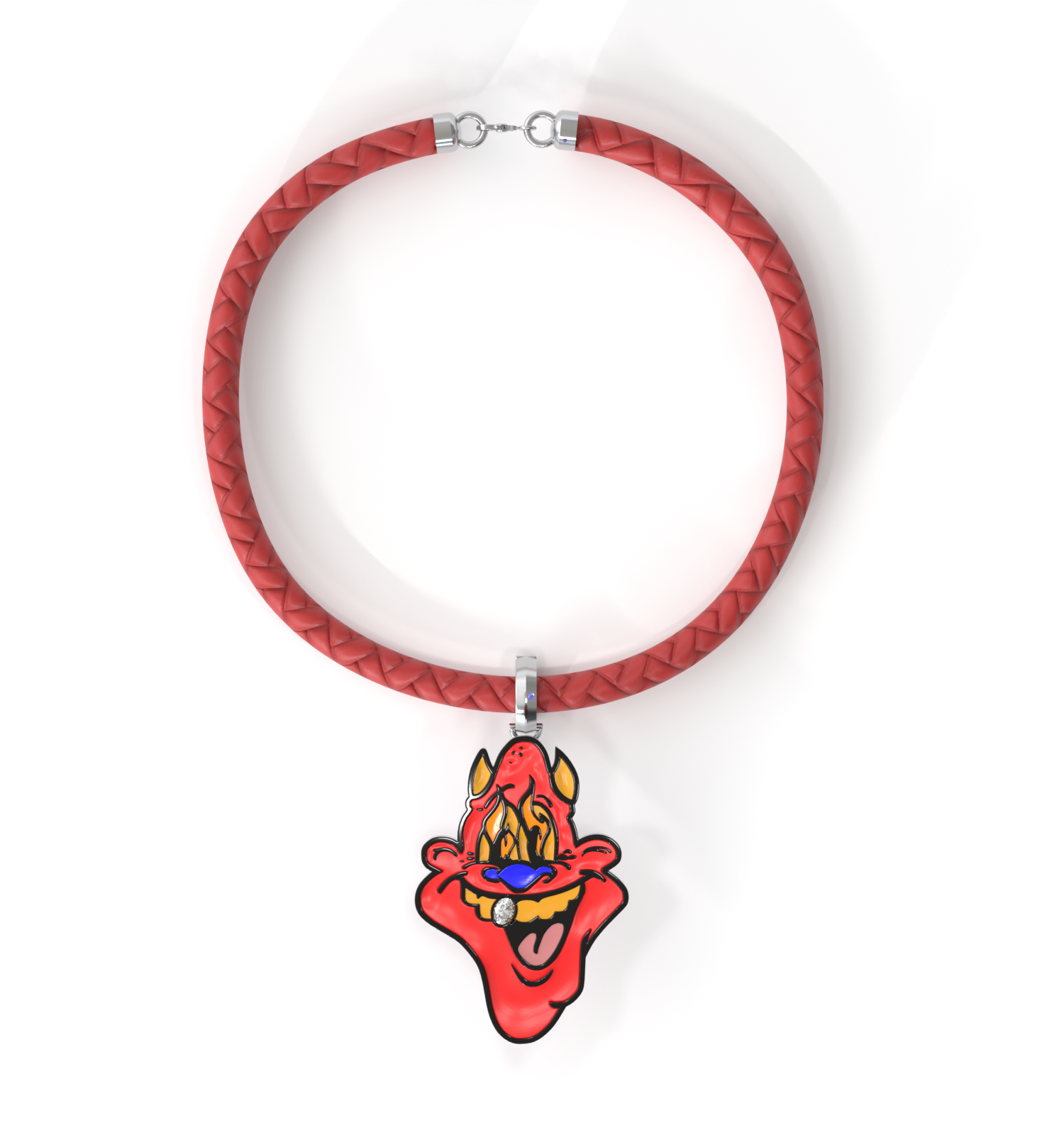 Designed by Shaun Crawford, acclaimed artist behind the “Like Father, Like Son” Collection. This piece blends bold enamel art with refined lab-grown diamond accents on a red vegan leather cord bracelet. Material: 925 Sterling Silver, Enamel, 8” Vegan Leather Red Cord Stone: .03ctw Oval-Shaped Carbon Neutral Lab-Grown Diamond, F+ VS+Details: Signature Purple Lab Diamond Closure: Lobster ClaspSustainability: Lab-Grown with Wind and Solar Energy Skip Enamel Charm on Cord Bracelet, Red