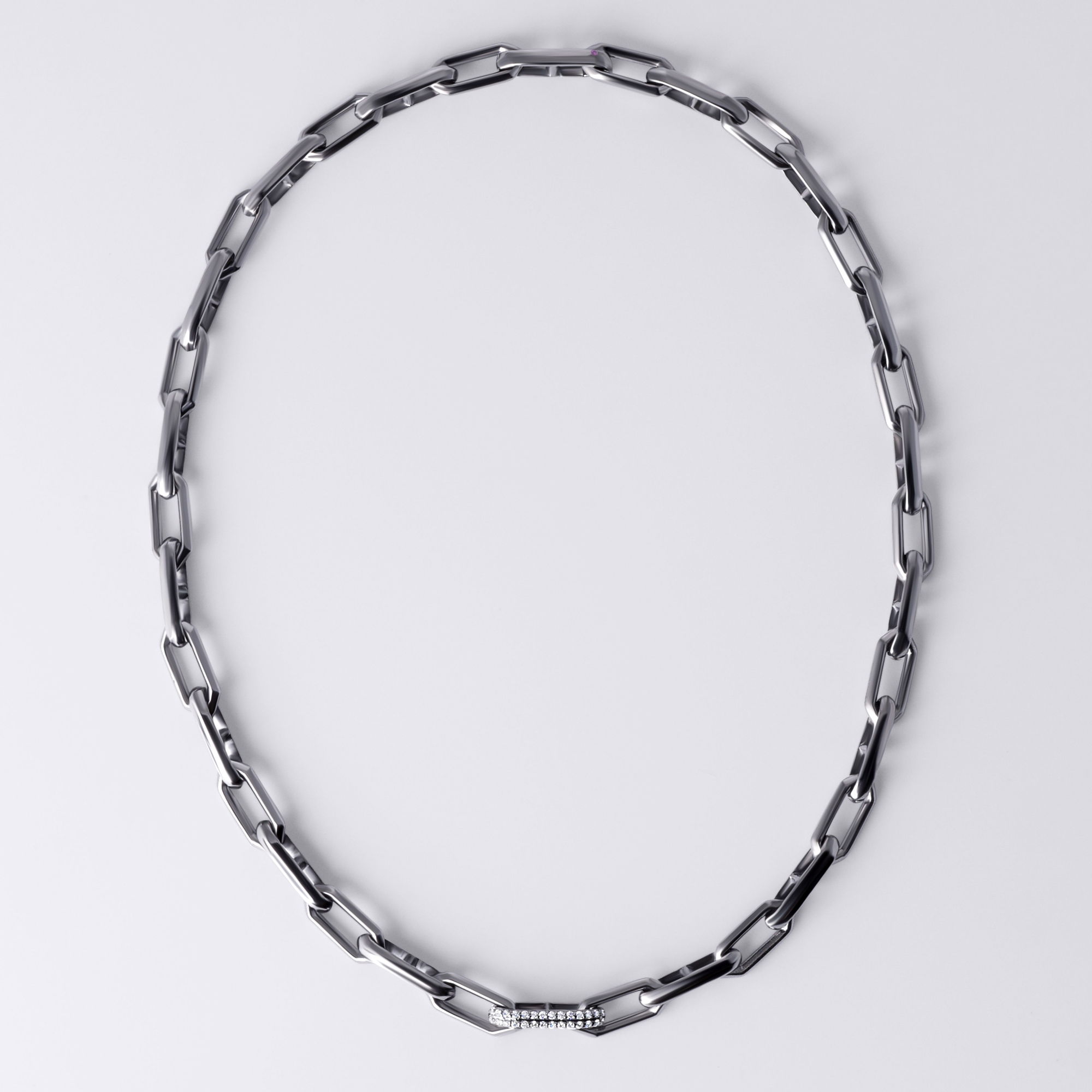 Material: 925 Sterling Silver with Black Rhodium FinishStone: 0.5ctw Carbon Neutral Lab-Grown Diamonds, F+ VS+Details: Signature Purple Lab DiamondChain: 18"Sustainability: Lab-Grown with Wind and Solar Energy Legacy Link Black Necklace with GRWN Diamonds, 18"