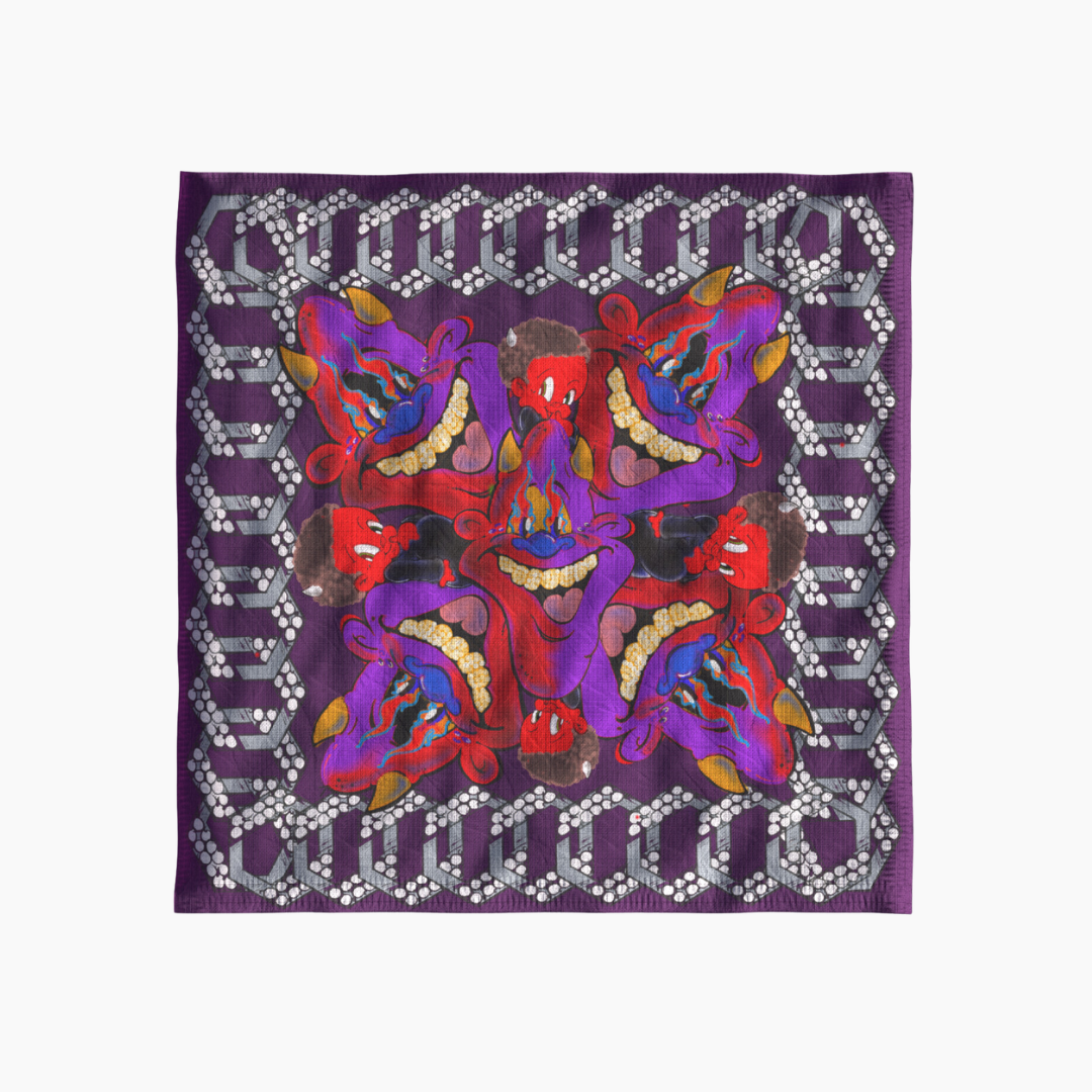 Introducing GRWN By. Shaun Crawford’s “Like Father, Like Son” Collection is where art meets luxury with bold and refined pieces. This 100% silk scarf features original Shaun Crawford artwork of his characters Lil Lenox and Skip, with a jewelry-inspired design signifying family legacy. Material: 100% Silk Dimensions: 35" x 35" Like Father, Like Son Silk Scarf