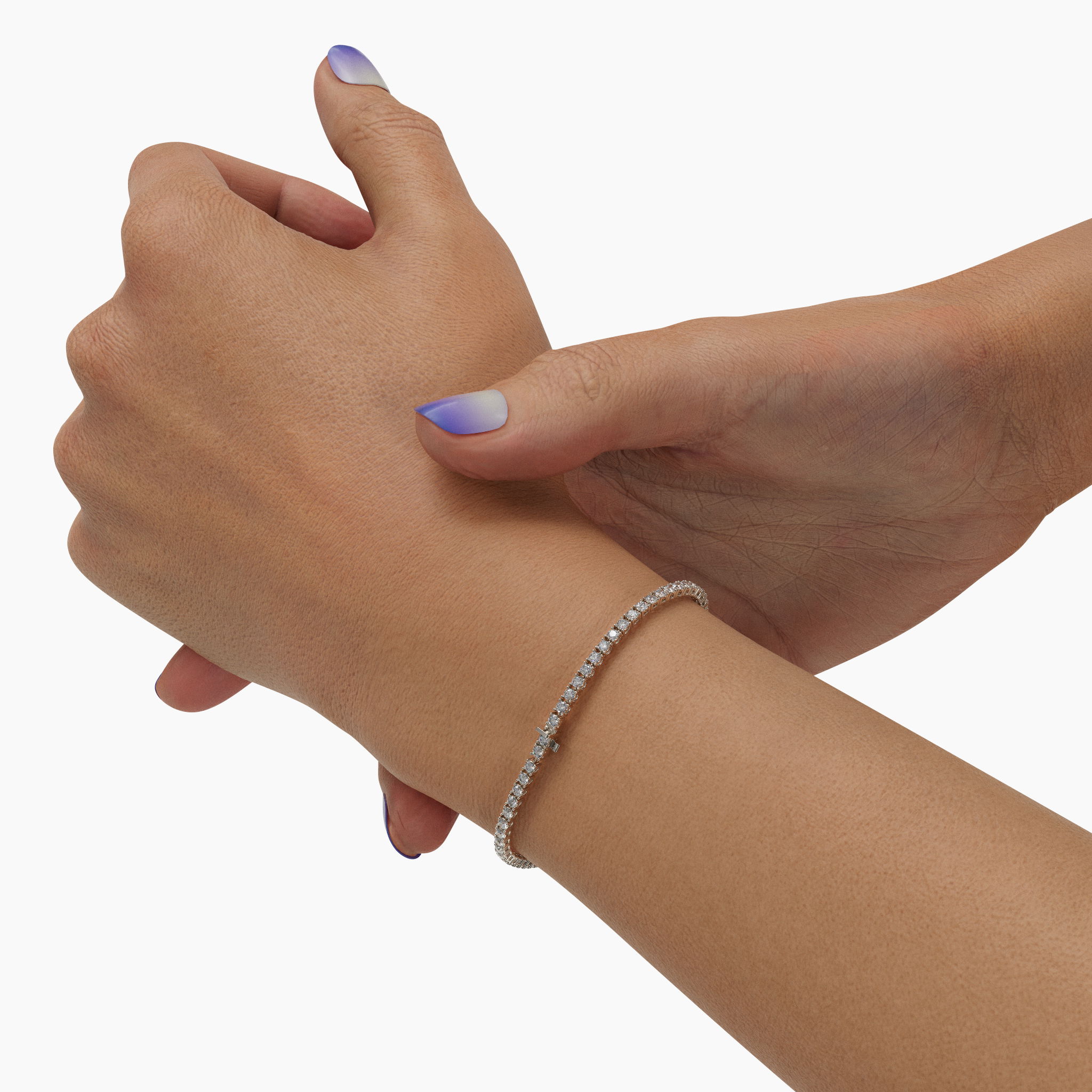 Radiate elegance with the Soleil Line Bracelet in 18K gold, adorned with Soleil cut lab grown diamonds, a timeless fusion of sophistication and luxury. The image depicted is 4.5 CTTW Soleil Diamond Line Bracelet