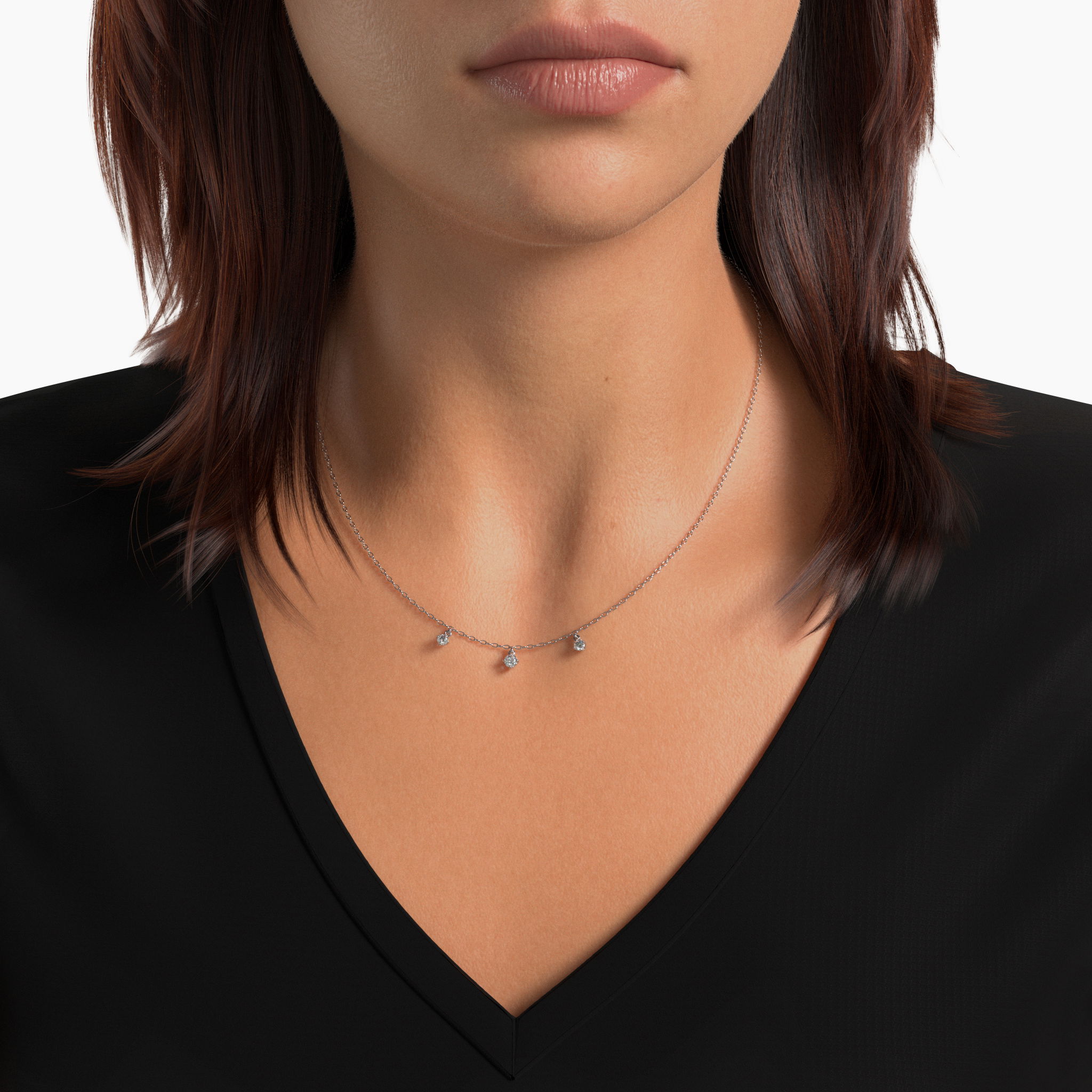 Elevate your style with the Soleil Layering chain necklace, a versatile accessory designed to add a touch of elegance to any ensemble, exuding understated sophistication and charm Soleil 3 Stone Charm Necklace