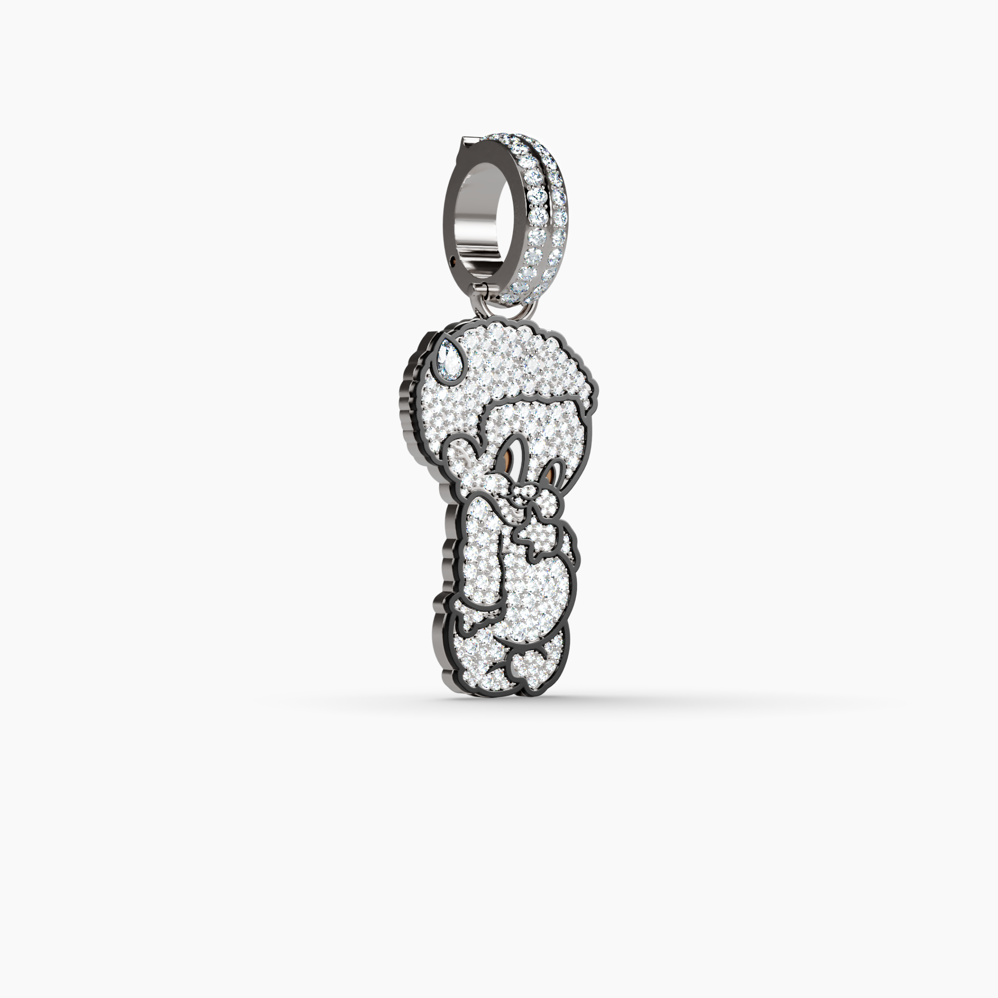 From Shaun Crawford’s “Like Father, Like Son” Collection, this 18K white gold pavé charm features intricate diamond designs blending bold artistry with refined luxury.Material: 18K White Gold, EnamelStone: .65ctw Carbon Neutral Lab-Grown Diamonds, F+ VS+Details: Signature Purple Lab DiamondClosure: Hinged Snap ClaspSustainability: Lab-Grown with Wind and Solar Energy Lil Lenox Pavé Charm