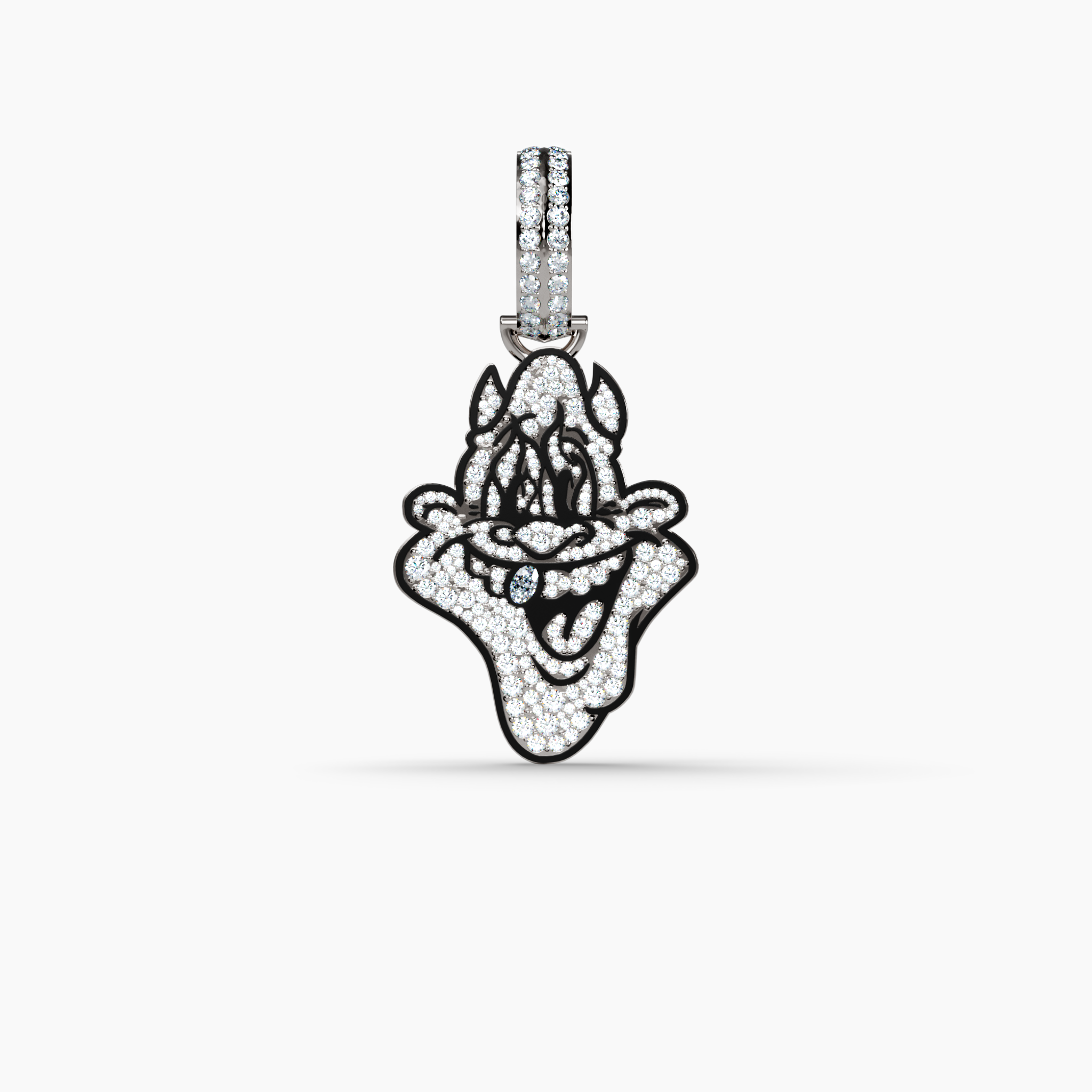 Part of Shaun Crawford’s “Like Father, Like Son” Collection, this 18K white gold pavé charm features intricate diamond designs blending bold artistry with refined luxury.Material: 18K White Gold, EnamelStone: .52ctw Carbon Neutral Lab-Grown Diamonds, F+ VS+Details: Signature Purple Lab Diamond Closure: Hinged Snap ClaspSustainability: Lab-Grown with Wind and Solar Energy Skip Pavé Charm