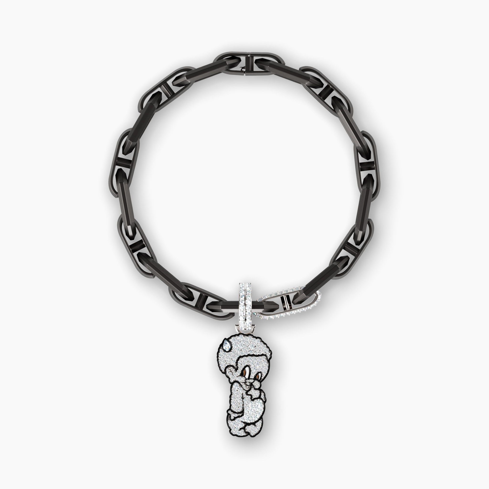 Lil Lenox Pavé Charm on Legacy Link Bracelet, Black