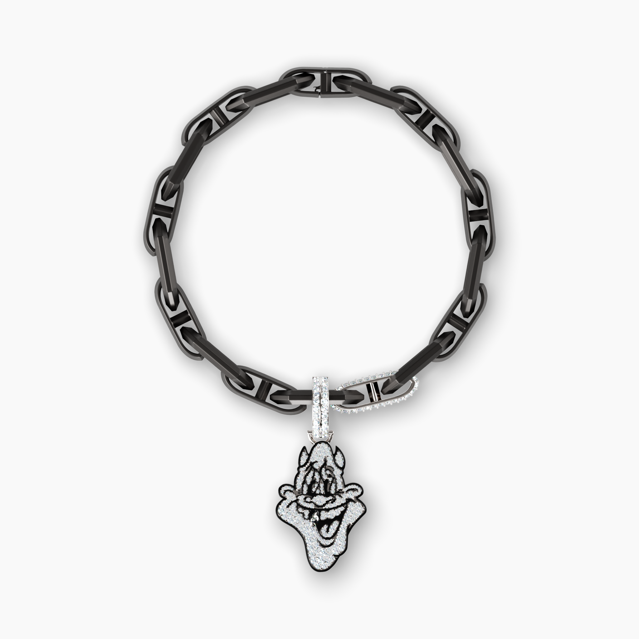 Skip Pavé Charm on Legacy Link Bracelet, Black
