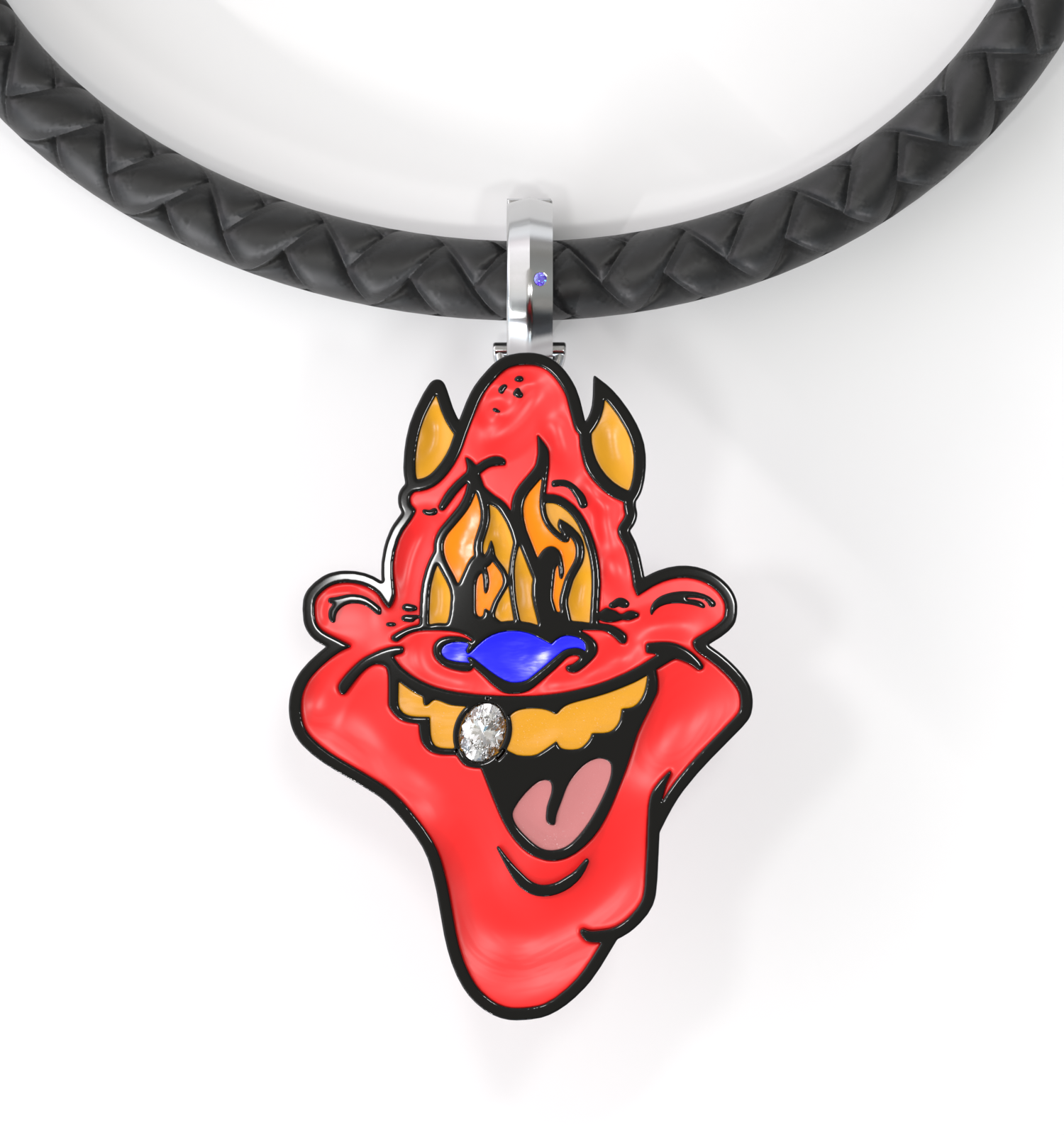 Designed by Shaun Crawford, acclaimed artist and creator of the “Like Father, Like Son” Collection. This piece blends bold enamel art with refined lab-grown diamond details on a black vegan leather cord bracelet.Material: 925 Sterling Silver, Enamel, 8” Vegan Leather Black CordStone: .03ctw Oval-Shaped Carbon Neutral Lab-Grown Diamond, F+ VS+Details: Signature Purple Lab Diamond Closure: Lobster ClaspSustainability: Lab-Grown with Wind and Solar Energy Skip Enamel Charm on Cord Bracelet, Black