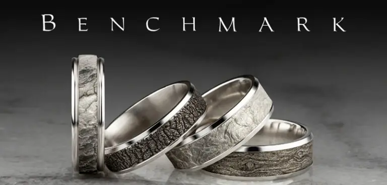Men's alternative metal wedding bands display