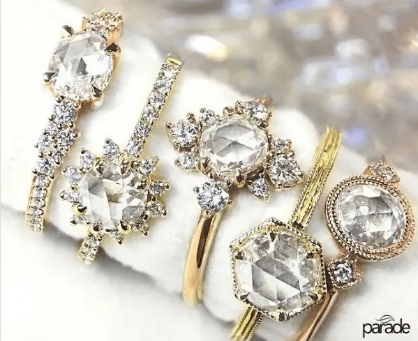A row of Parade designer diamond rings