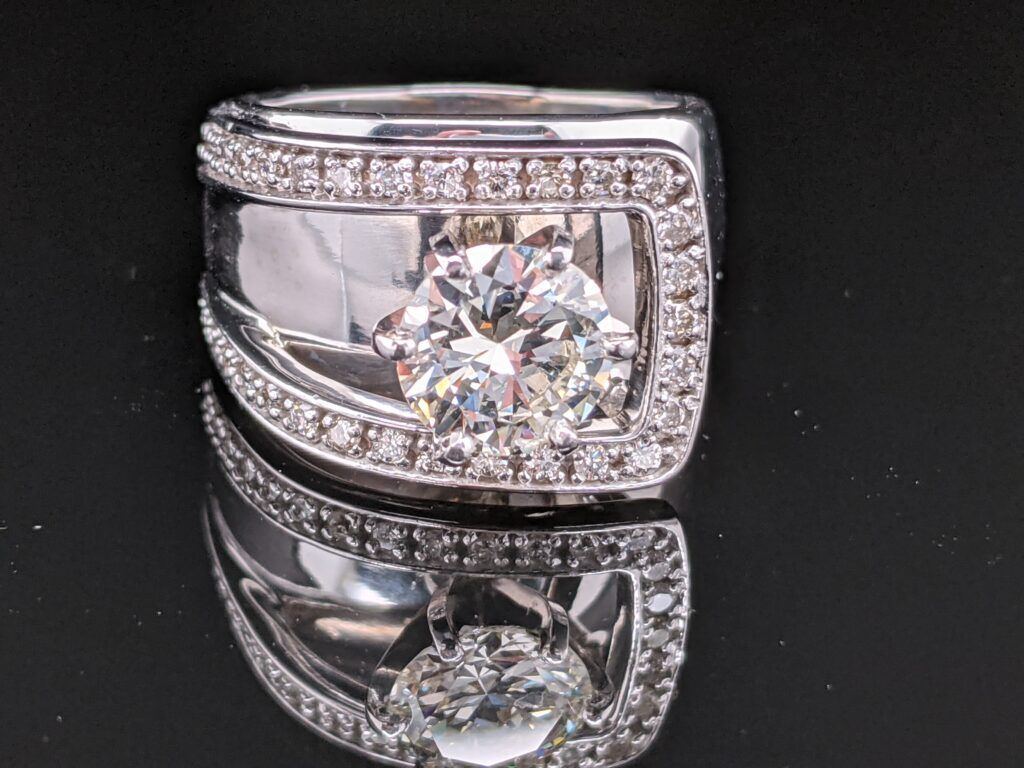 Wide diamond statement band