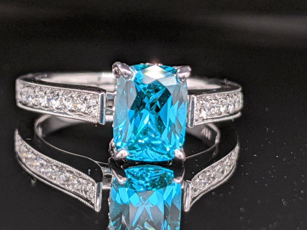 Blue topaz split-shank ring