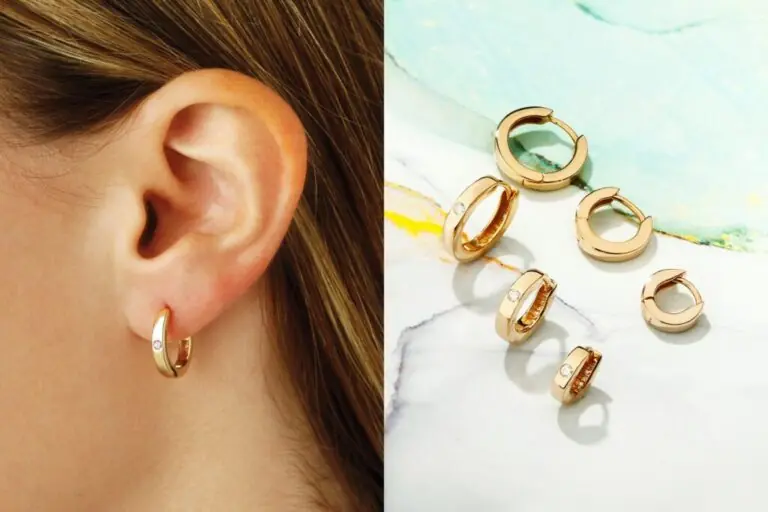 Gold loop earrings set with a diamond